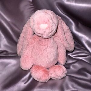 Retired Jellycat Pink Bashful Bunny White Tail Petal Rabbit Plush Stuffed 12"